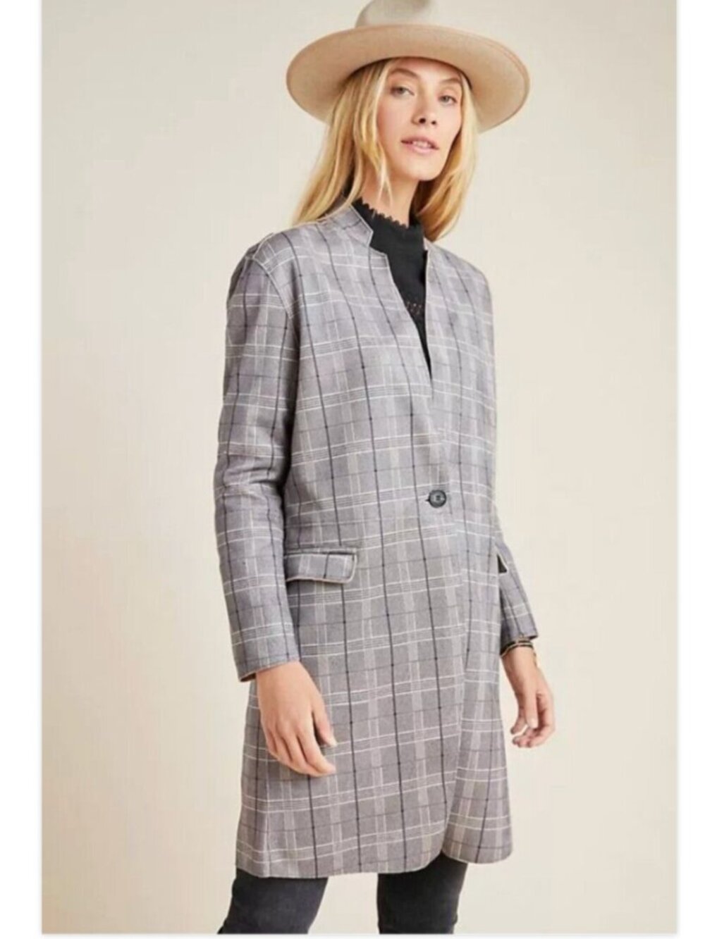 Blank NYC for Anthropologie Renegade Longline Plaid Blazer Jacket